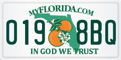 FL license plate 0198BQ