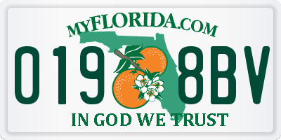 FL license plate 0198BV