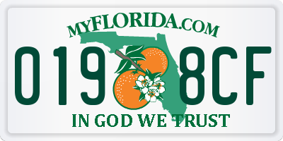 FL license plate 0198CF