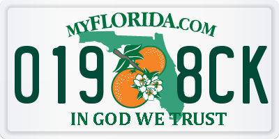 FL license plate 0198CK