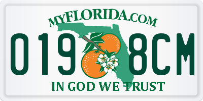 FL license plate 0198CM