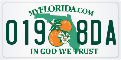 FL license plate 0198DA