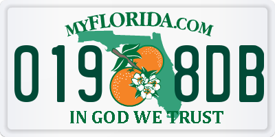 FL license plate 0198DB