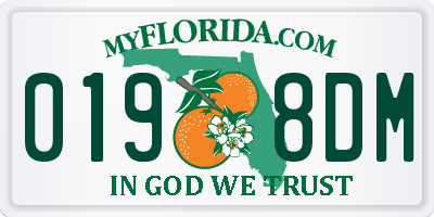 FL license plate 0198DM