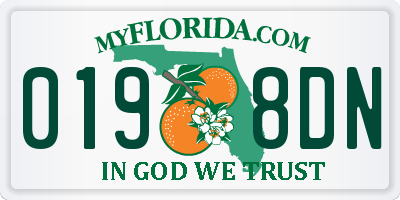 FL license plate 0198DN