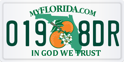 FL license plate 0198DR