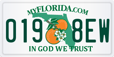 FL license plate 0198EW