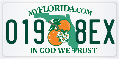 FL license plate 0198EX