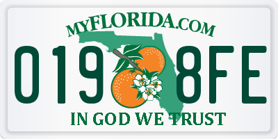 FL license plate 0198FE