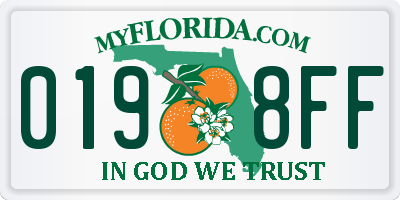 FL license plate 0198FF