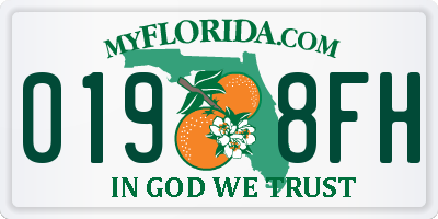 FL license plate 0198FH