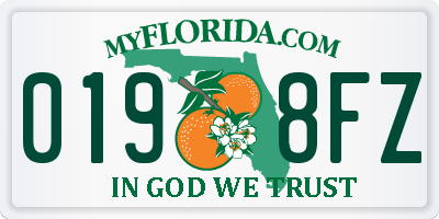 FL license plate 0198FZ