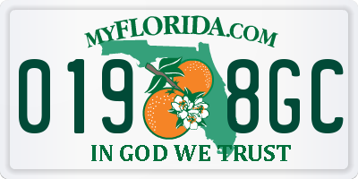 FL license plate 0198GC
