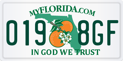 FL license plate 0198GF