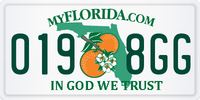 FL license plate 0198GG