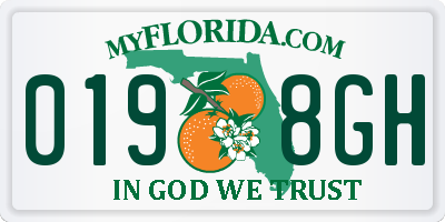 FL license plate 0198GH