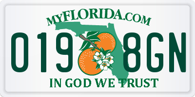 FL license plate 0198GN