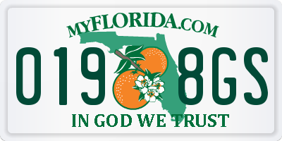 FL license plate 0198GS