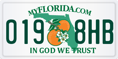 FL license plate 0198HB