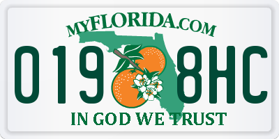 FL license plate 0198HC