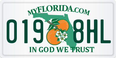 FL license plate 0198HL