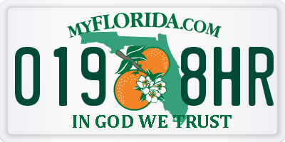 FL license plate 0198HR