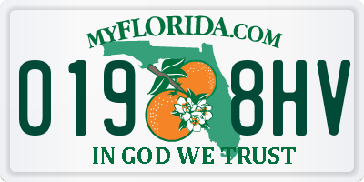FL license plate 0198HV