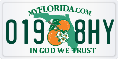 FL license plate 0198HY