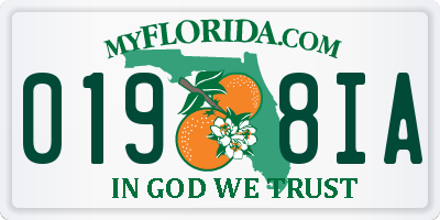 FL license plate 0198IA