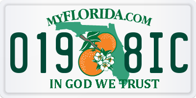 FL license plate 0198IC