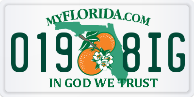 FL license plate 0198IG