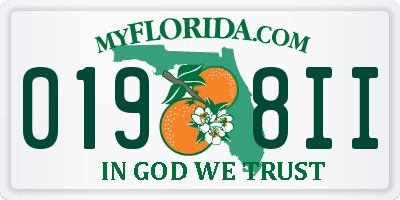 FL license plate 0198II