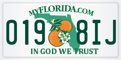 FL license plate 0198IJ
