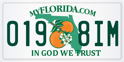 FL license plate 0198IM