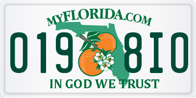 FL license plate 0198IO