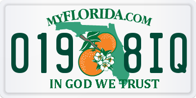 FL license plate 0198IQ