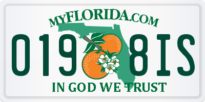 FL license plate 0198IS