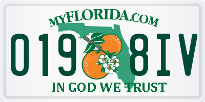 FL license plate 0198IV