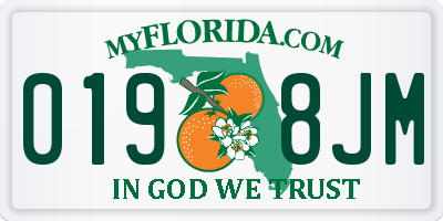 FL license plate 0198JM