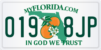 FL license plate 0198JP