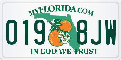 FL license plate 0198JW