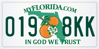 FL license plate 0198KK