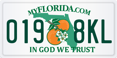 FL license plate 0198KL