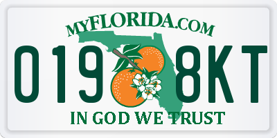 FL license plate 0198KT
