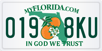 FL license plate 0198KU