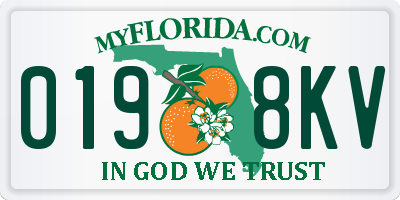 FL license plate 0198KV