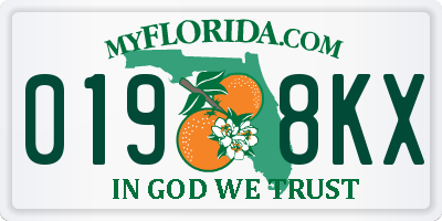 FL license plate 0198KX