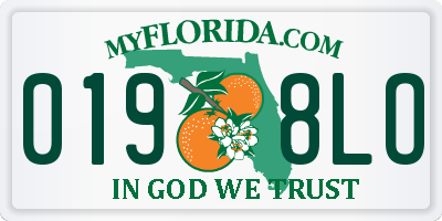 FL license plate 0198LO