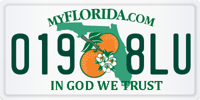 FL license plate 0198LU