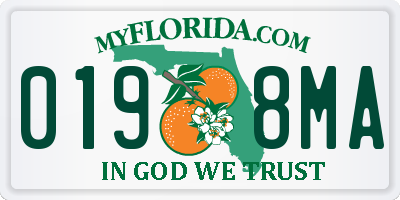 FL license plate 0198MA